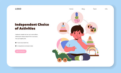 Child Exploring Independent Play with Toys Vector Illustration