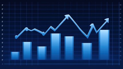 Blue financial chart with upward trends