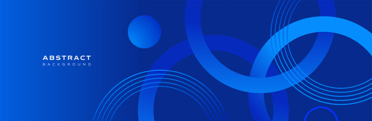 Abstract blue background with gradient and circular shapes in horizontal layout. Modern vector design suitable for website banners, covers, and presentation templates.
