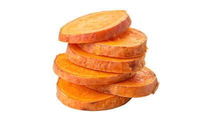 slices of sweet potato stack isolated on transparent background