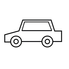 Minimal Car Outline Icon – Black and White Vector Illustration