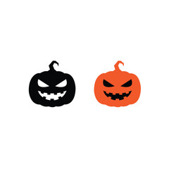Scary Halloween Pumpkins with Faces – Orange and Black Vector Art