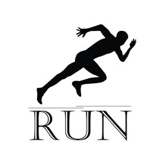 Minimal Black and White Running Silhouette Vector
