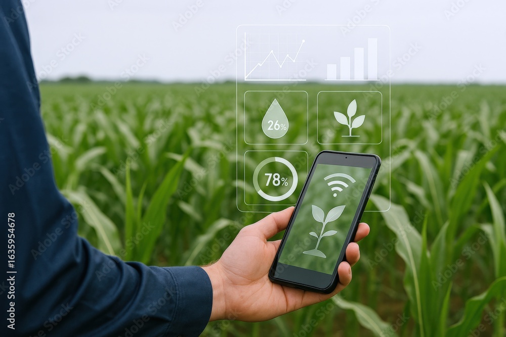 Poster precision agriculture technology: farmer monitoring crop health with mobile app and data analytics i