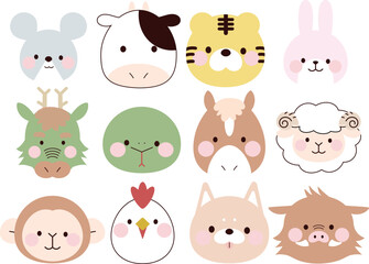 かわいい干支のイラスト素材セット
