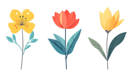 Colorful floral illustrations nature digital art bright environment close-up perspective