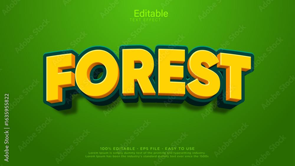 Poster editable text effect forest. jungle text effect