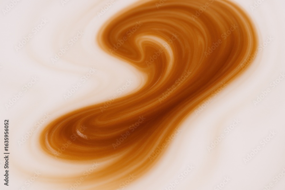 Poster abstract swirl: fluid caramel waves on beige background for creative projects and design mockups