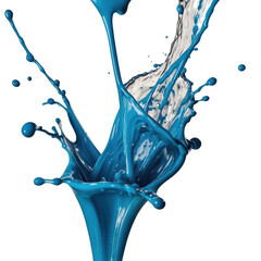 Dynamic splashes of blue paint create intriguing patterns and textures in artistry