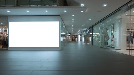 Blank Billboard Mockup in Modern Shopping Mall for Advertising, Marketing, and Promotional Campaigns