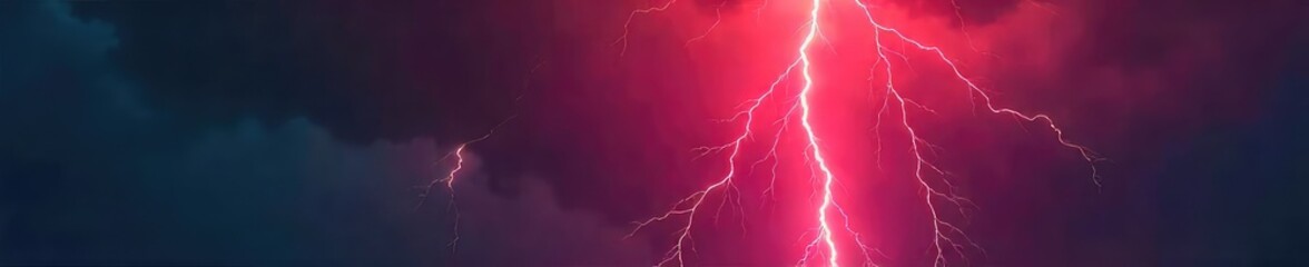 Intense red electrical discharge streaks across a dark stormy sky, a vibrant and surreal natural phenomenon The energy crackles with power and mystery , electrifying, bolt