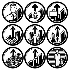 Business Growth Icons Set for Business and Finance Themes