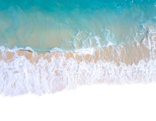 Abstract Aerial Close-Up of Tranquil Wave Patterns on White Sand, Caribbean Tropical Beach, isolated on transparent background PNG