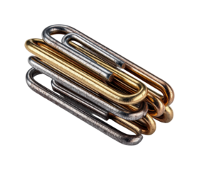 Creative office organization using colorful paper clips workspace product minimalist isolated on transparent background, png