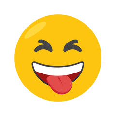 Fototapeta premium Teasing Emoji with Stuck Out Tongue and Closed Eyes Vector