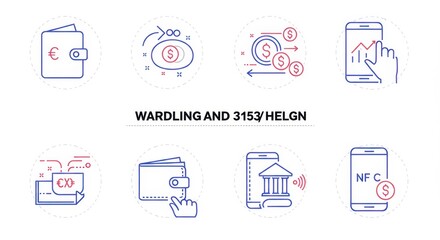 Digital Economy Financial Transaction and Online Banking Interface Icon Set Collection