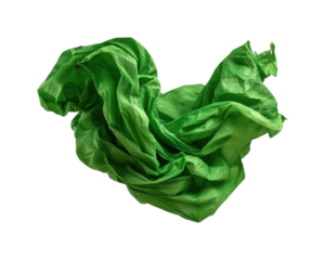 Dynamic green fabric flowing in abstract dance textile vibrant mood isolated on transparent background, png