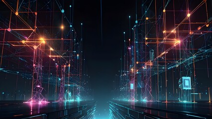 Obraz premium Metanet Structures – Futuristic Network Architecture