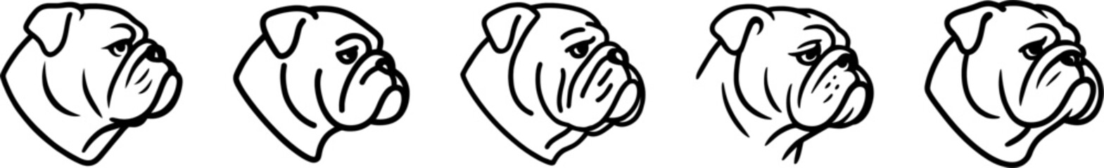 Bulldog head side profile view outline vector
