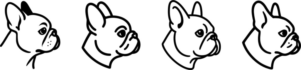 French bulldog head side profile outline vector