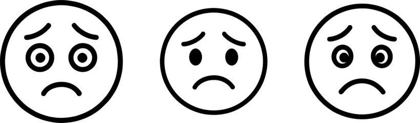 Worried face emotion outline vector