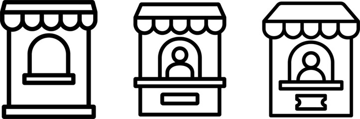 Ticket booth window outline vector