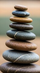 Stacked stones in a balanced tower representing zen, peace, and spiritual harmony
