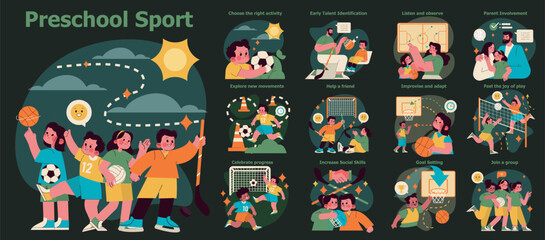 Preschool Sport. Flat Vector Illustration