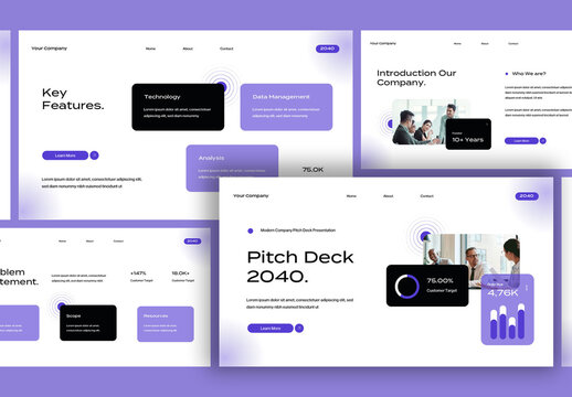 White Purple UI UX Modern Investor Pitch Deck Presentation