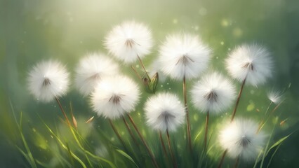 Obraz premium Soft-focus dandelion meadow