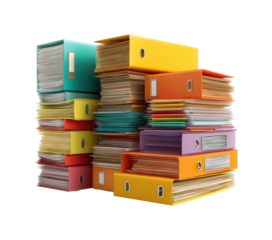 Organizing office documents workspace digital management professional environment overhead view isolated on transparent background, png