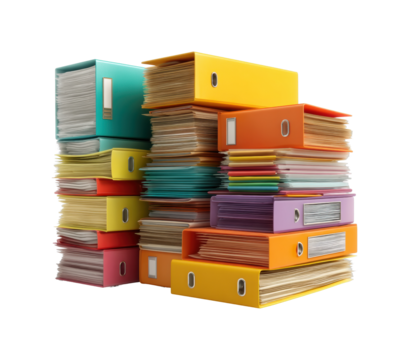 Organizing office documents workspace digital management professional environment overhead view isolated on transparent background, png - Powered by Adobe