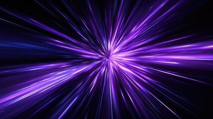 Abstract design with vibrant purple and blue light rays.