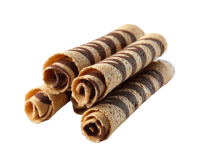 Delicious chocolate wafer rolls culinary delight food indulgent treats isolated on transparent background, png
