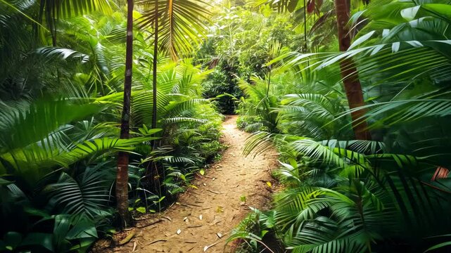 A serene footpath through a lush forest emphasizes carbon sequestration, boosting eco-preservation and rewilding initiatives for a sustainable future. Sustainable carbon reduction
