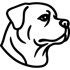 Rottweiler dog head side profile outline vector