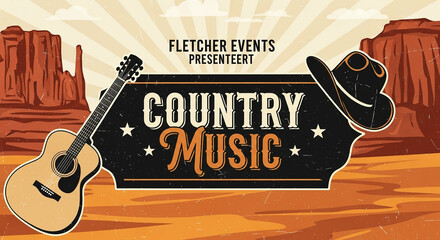 Retro Poster For Country Music