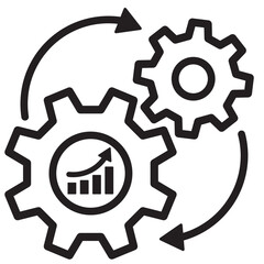 operation icon vector, Gears with Graph Icon Illustration