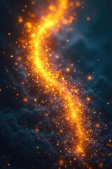 Luminous golden particles swirl and glimmer, creating an ethereal, mystical aura Perfect for fantasy, magic, and otherworldly themes Ideal for backgrounds and textures , otherworldly, energy, aura