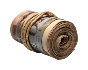 Financial transactions showcase business environment money roll view economic concept isolated on transparent background, png