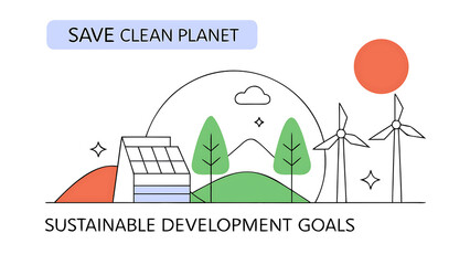 Naklejka premium environment save clean planet ecology concept sustainable development goals valid in modern industry environmental technology concept