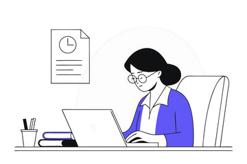 business woman working at laptop computer and digital  documents with checkbox lists law regulation and compliance rules on virtual screen concept