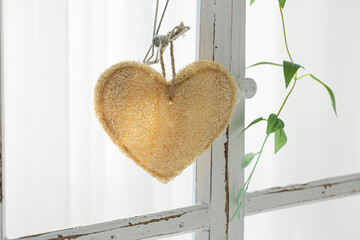Natural cleaning products, towel and loofah.