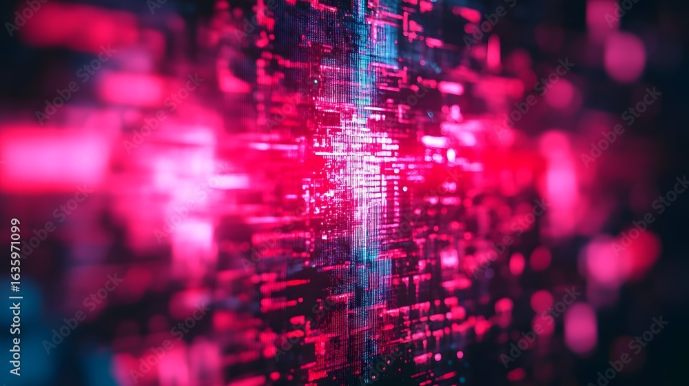Poster captivating abstract design featuring dynamic glowing digital lights swirling gradient patterns and 