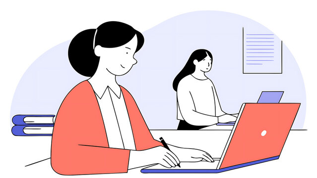 young businesswoman professional employee using pc doing online banking analysing at workplace. latin hispanic middle age business woman working on laptop computer in modern office. banner, copy space