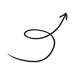 Hand drawn black curved arrow. 
