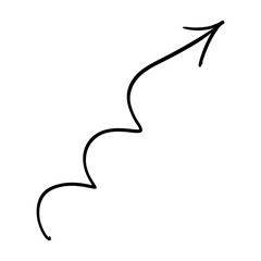 Fototapeta premium Hand drawn black curved arrow. 