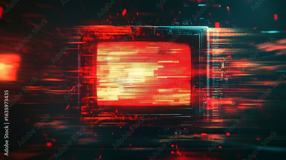 Poster captivating abstract digital glitch backdrop with pulsing neon lights vibrant colors and dynamic ene
