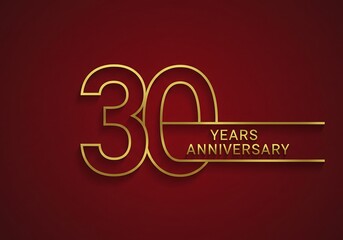 Photo of golden 30th anniversary celebration with elegant design on a dark red background