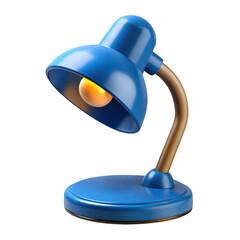 Blue desk lamp with adjustable neck isolated on transparent background